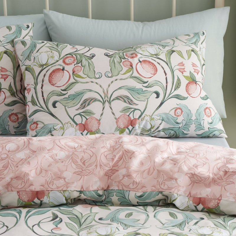 Clarence Floral Reversible Duvet Cover Set with Pillowcases, Single - 1 Standard Pillowcase