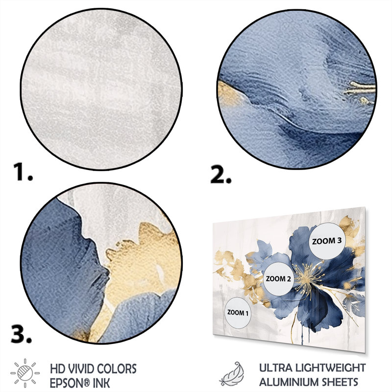 Hibiscus bleu et blanc, harmonie tropicale, fleurs I - Hibiscus, art mural en métal, salon, H 30 po x l 40 po