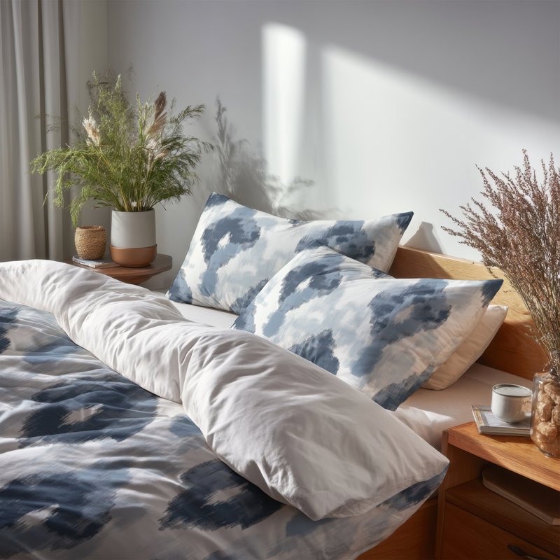 Ensemble de literie moderne de 3 - housse de couette et coussin scandinave gris et blanc