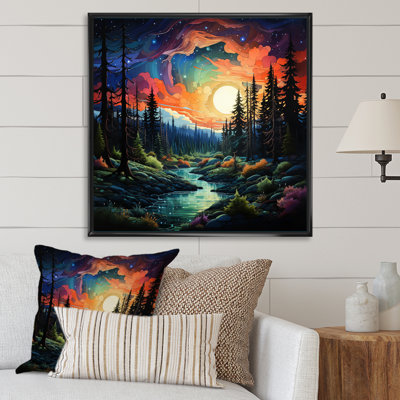 Paysage, aurores boréales «Natures douzième», reproduction sur toile