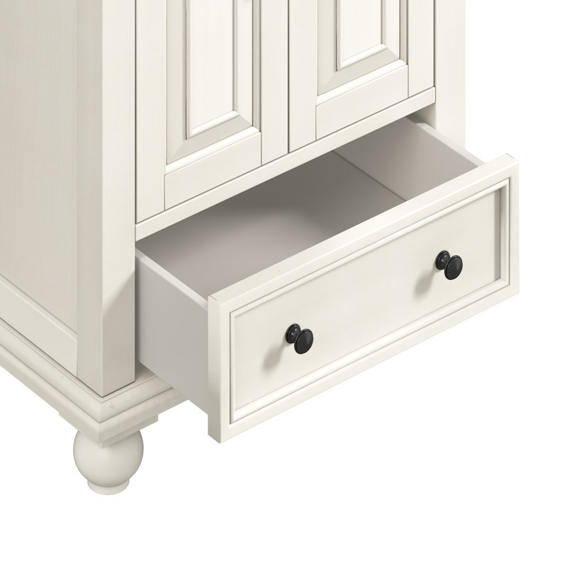 Thompson 25" Single Modern Bathroom Vanity Set, French White, Carrera White