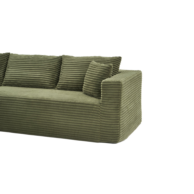 Canapé modulaire de 105 po avec canapé en forme de L et canapé-lit modulaire sans dossier de 105 po, Green Corduroy