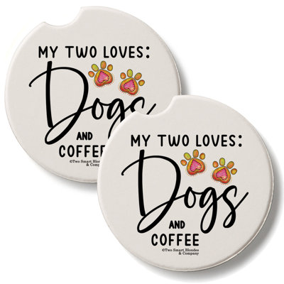 Coffee and Dogs 2 Pack Stone Car Coasters