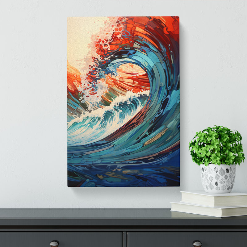 Wave Modern Hard Edge Painting Art - Wrapped Canvas, 76cm H x 50cm W x 3cm D