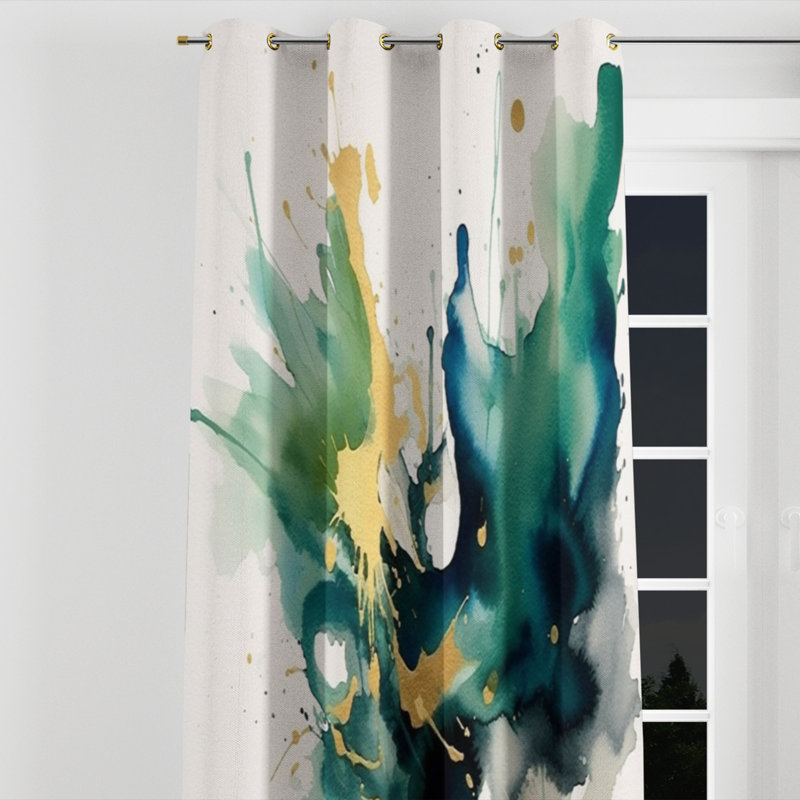 Anayelli - Modern Velvet Grommet Curtain - Room Darkening - 1 panel, 52" W x 108" L, Golden Grommets
