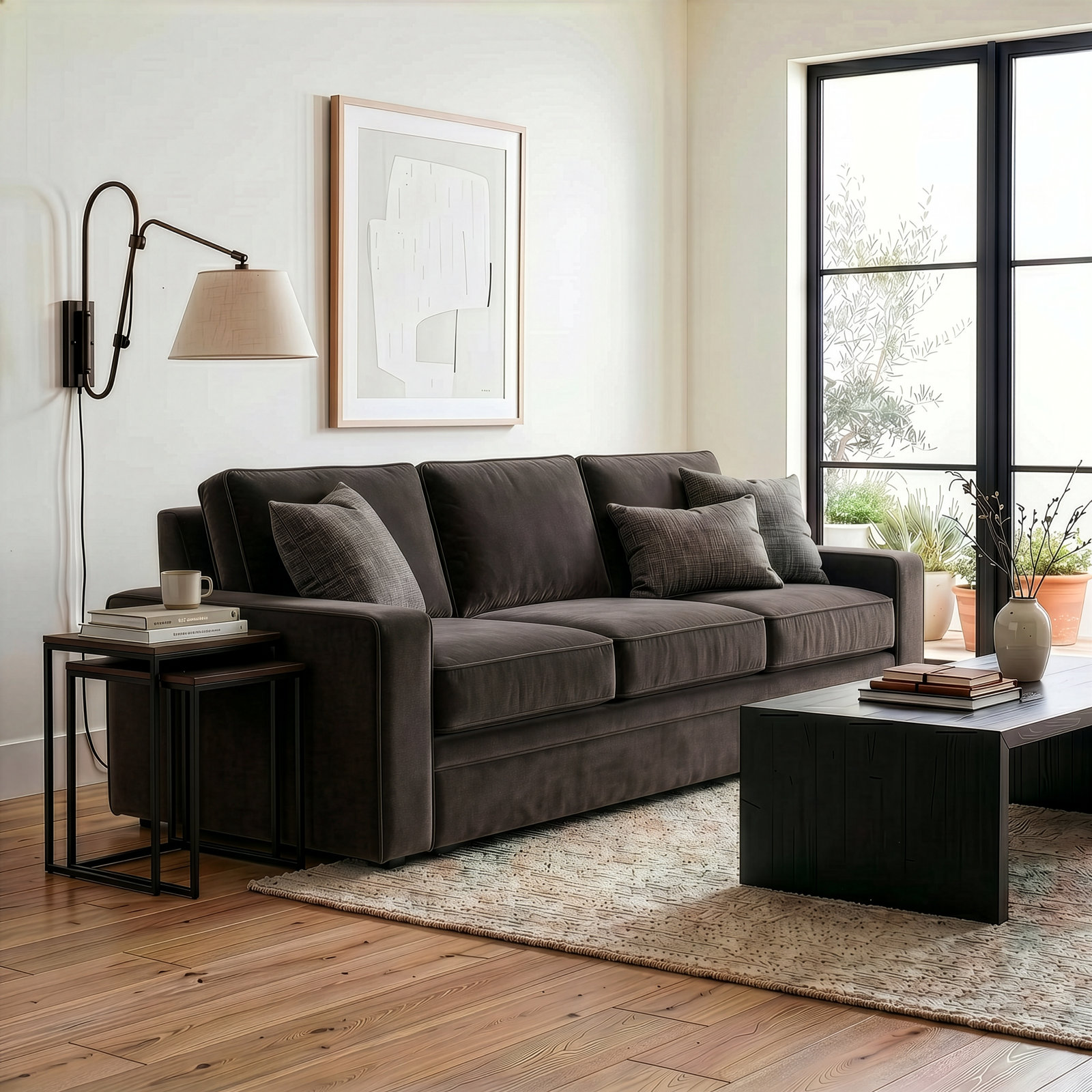 100'' Upholstered Sofa, Andrew Espresso