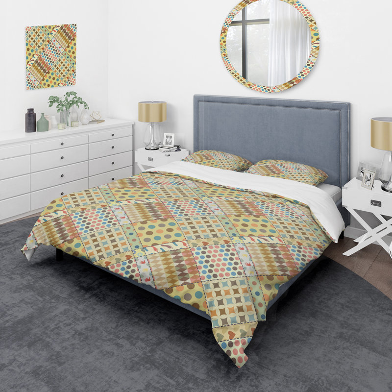 Green Patchwork Patterns - Ensemble de housse de couette à motif, Housse de couette pour très grand lit et 2 très