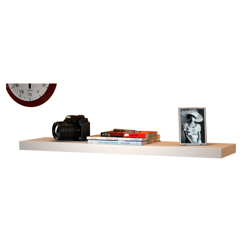 3 Piece Floating Shelf, White, 4cm H x 90cm W x 23.5cm D