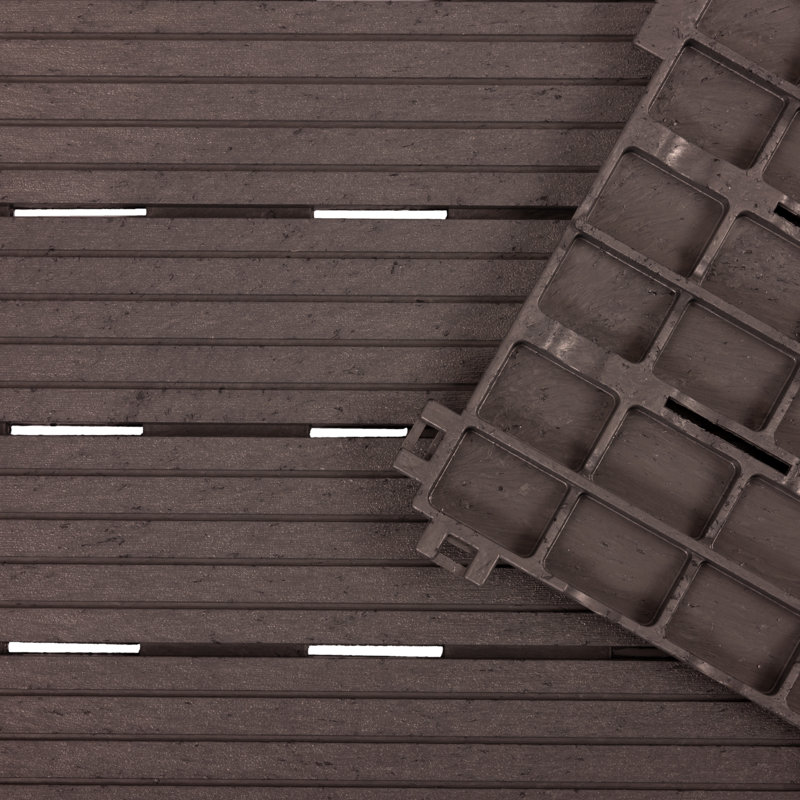 30cm L x 30cm W Composite Interlocking Deck Tile, Brown