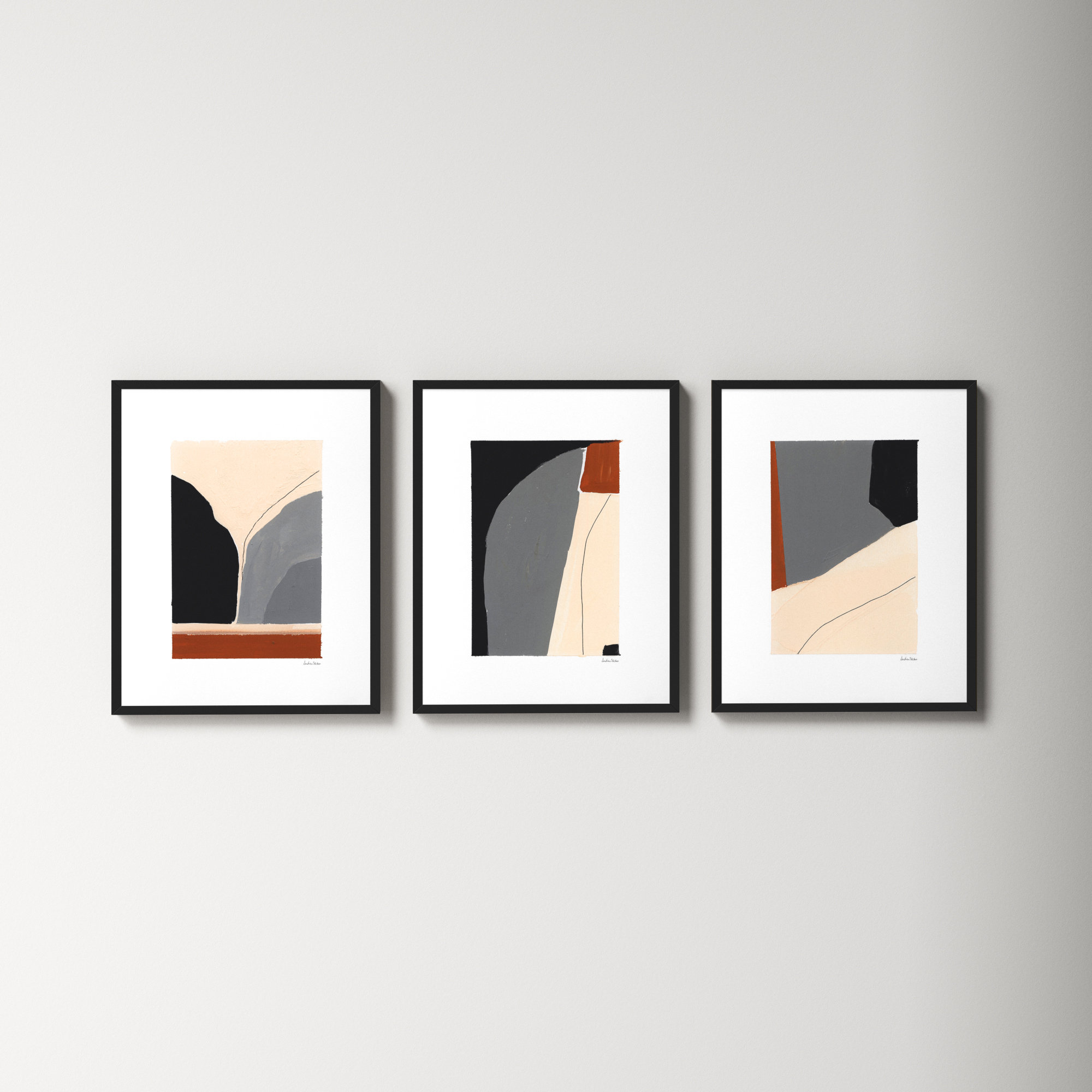 Transcendence. Set Of 3 by Andrea Stokes, Black Wood, 20" H x 16" W x 1.25" D