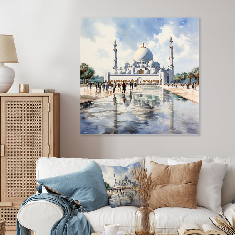 Grande mosquée Sheik Zayed EAU II - Art mural en métal, H 16 po x l 16 po