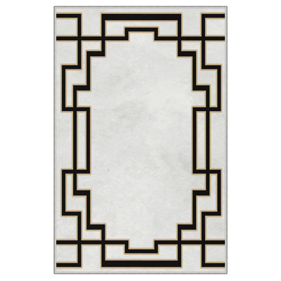 Tapis de couloir élégant, 2,6 x 6,6 pieds | 100% polyester, 650 g / m², hauteur des poils de 0,3 po | Pois antibactérien et antidérapant en PVC | Lavable à la machine, impression numérique 3D durable | Parfait pour la décoration intérieure