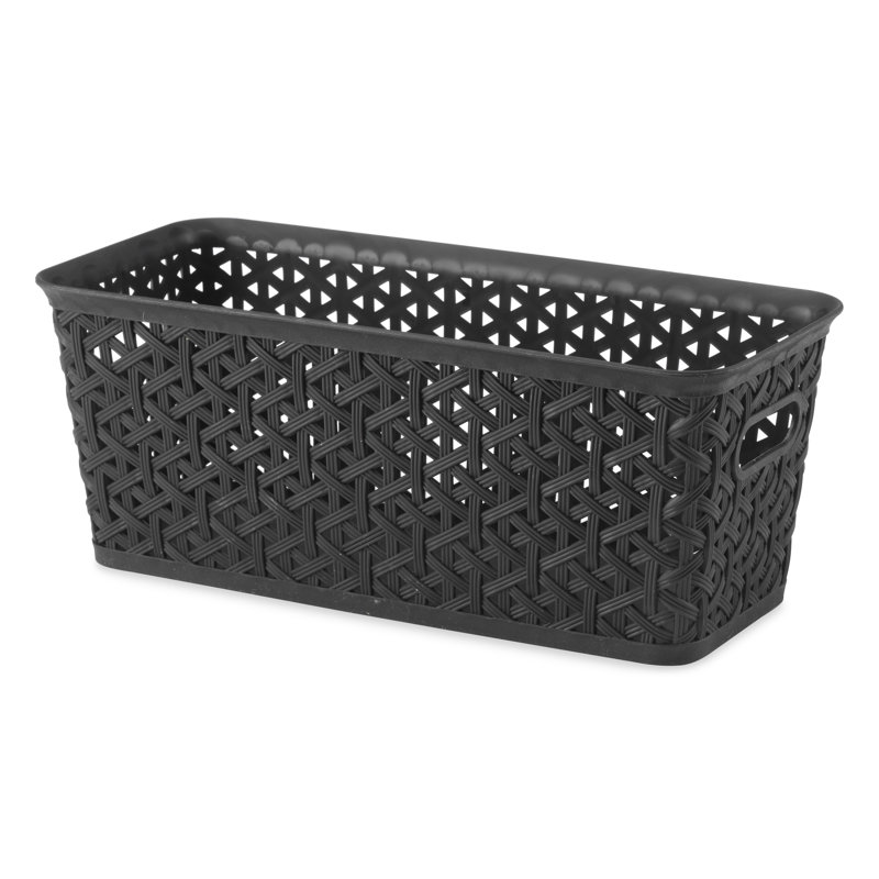 Whitmor Resin Form Half Basket, Black, Medium