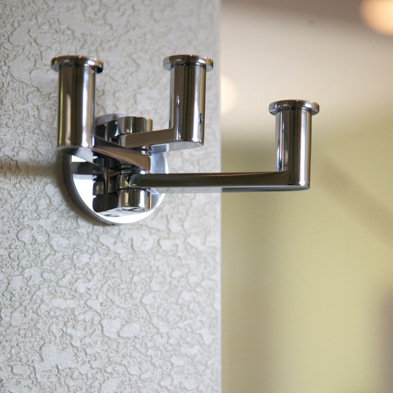 Kubic Pivoting Triple Robe Hook, Polished Nickel