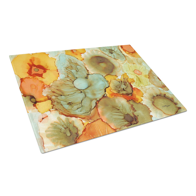 Planche à découper fleurs en verre trempé caroline de trésors