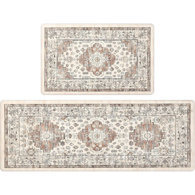 Anti-Fatigue Kitchen Mat Set - Gray - 2-Pack, Non-Slip, Cushioned PVC Foam, Waterproof Comfort Floor Mats For Kitchen, Farmhouse, Standing