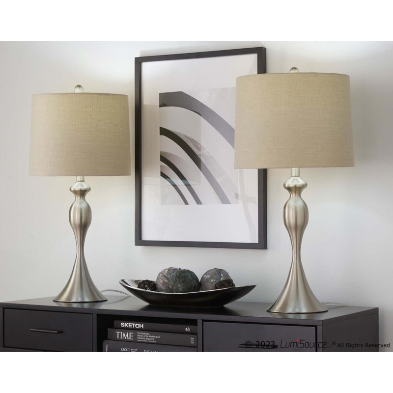Lampe de table contemporaine en métal 27 "avec abat-jour en lin Ashland de Grandview Gallery par LumiSource - ensemble de 2