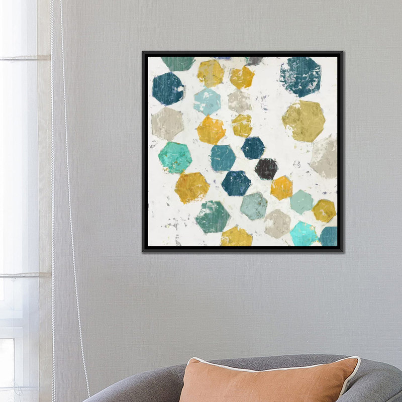 «Hexagon I», reproduction sur toile, H 12 po x l 12 po x P 0,75 po, Pas de tapis, Toile tendue