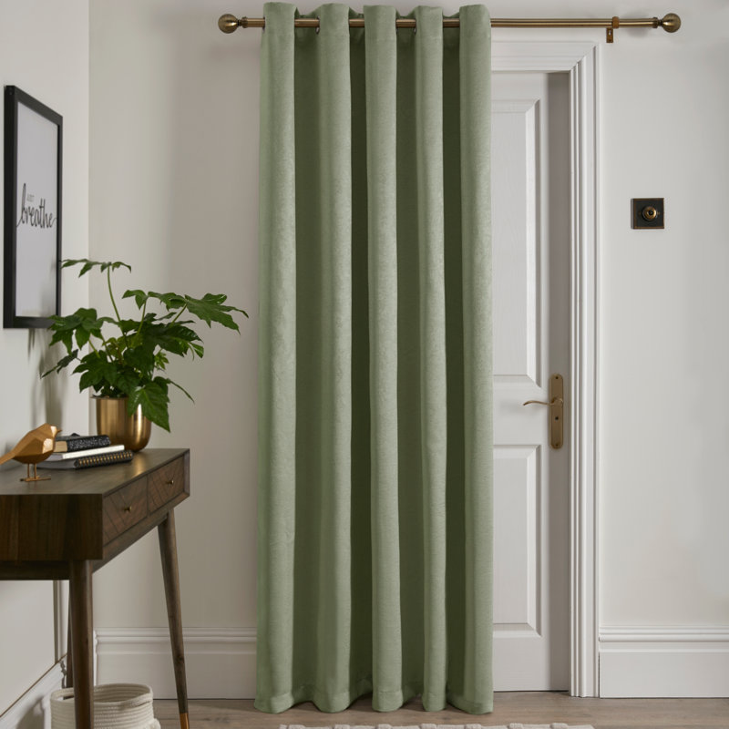 Strata Semi Sheer Door Curtain Single Panel, Green