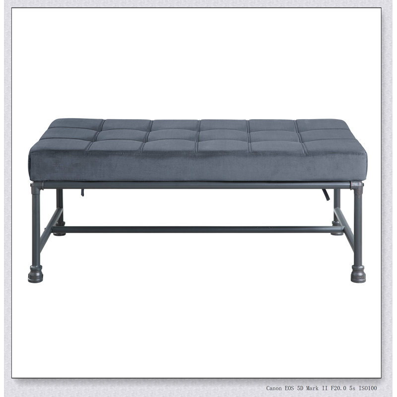Banc 18 x 48 x 24, banc Brantley en velours et finition sable