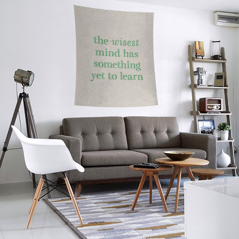Tapisserie citation manuscrite en polyester, H 27,5 po x l 37,5 po, Blanc / vert