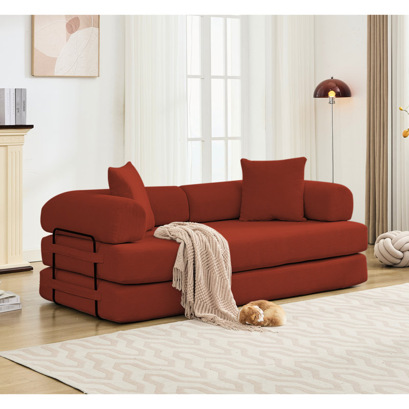 Canapé-lit pliable convertible de 78,5 po, pièce modulaire en velours côtelé 3 places, sans assemblage, lit pliant 5 en 1 bricolage confortable, forme ergonomique