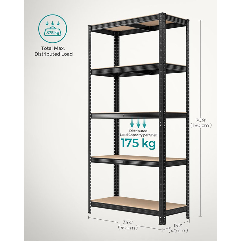 30cm W Steel Shelving Unit, Matte Black