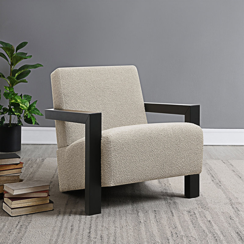 Chaise d'appoint rembourrée, Boucle en chêne clair, Noir