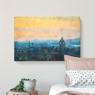 Edinburgh Skyline In Scotland Painting - Wrapped Canvas