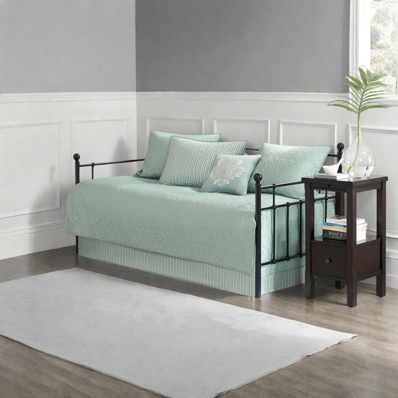 Ensemble de literie réversible en coton, housse matelassée pour lit de jour écume de mer