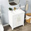 Meuble-lavabo moderne de 70,6 cm (27,8 po) avec finition peinte, style milieu du siècle, en bois massif blanc, avec tiroirs et rangements, lavabo intégré, lavabo résistant aux chocs, meuble-lavabo autoportant facile à installer, résistant à l'usure et facile à monter.