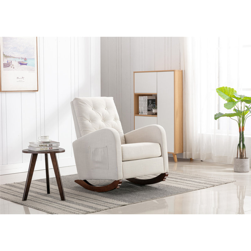Fauteuil berçant à haut dossier, Beige