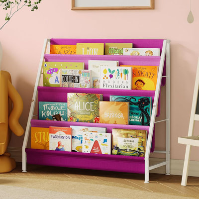 4-Tier Montessori Bookshelf – Pink Toddler Book Storage Organizer For Girls’ Room, Nursery, Playroom, Or Kindergarten – Metal’ Bookshelf
