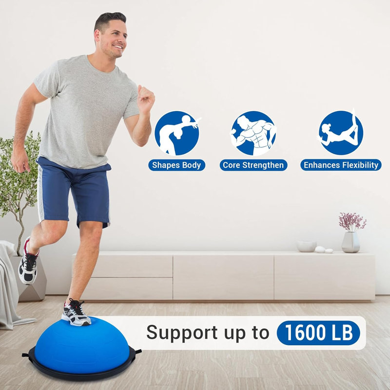 Aptliton 25" Half Balance Ball Trainer with Bands & Pump for Pilates & Fitness