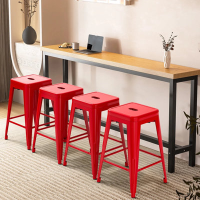 Juddson 24" Counter Stool with Metal Frame,Bar Stools Set Of 4 Indoor-Outdoor Stool