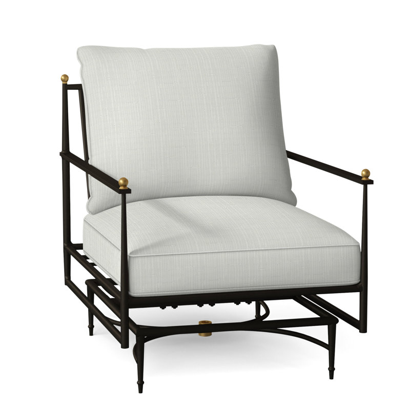 Roma Patio Armchair with Cushions, Arbor Chambray Dove Sunbrella®, Welt, Standard Plus