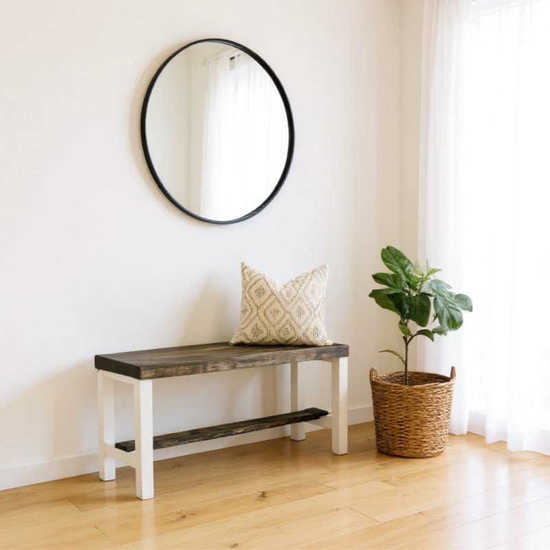 Banc d'entrée de style rustique, Brun foncé / blanc