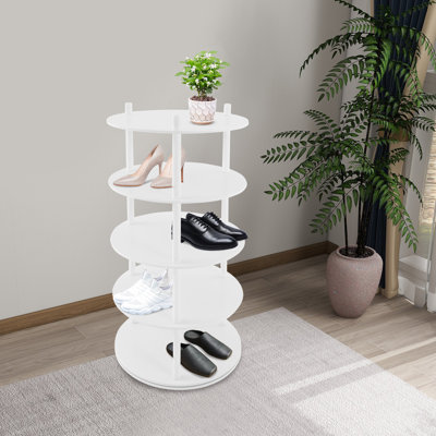 Rotating Shoe Rack, Shoe Storage Organizer, Storage Organizer For Entryway, Hallway, Living Room(White, 4 Tier)