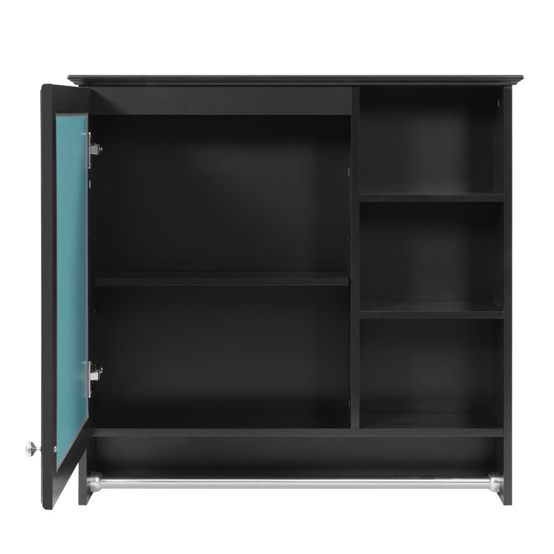 Armoire à miroir murale 30 po 2 en 1 avec tablette réglable, Noir