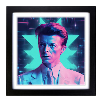 David Bowie Vaporwave - Single Picture Frame Print on Wood