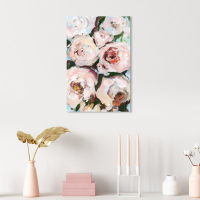 Beautiful Peonies, Abstract Flowers Strokes Modern Pink - Painting
