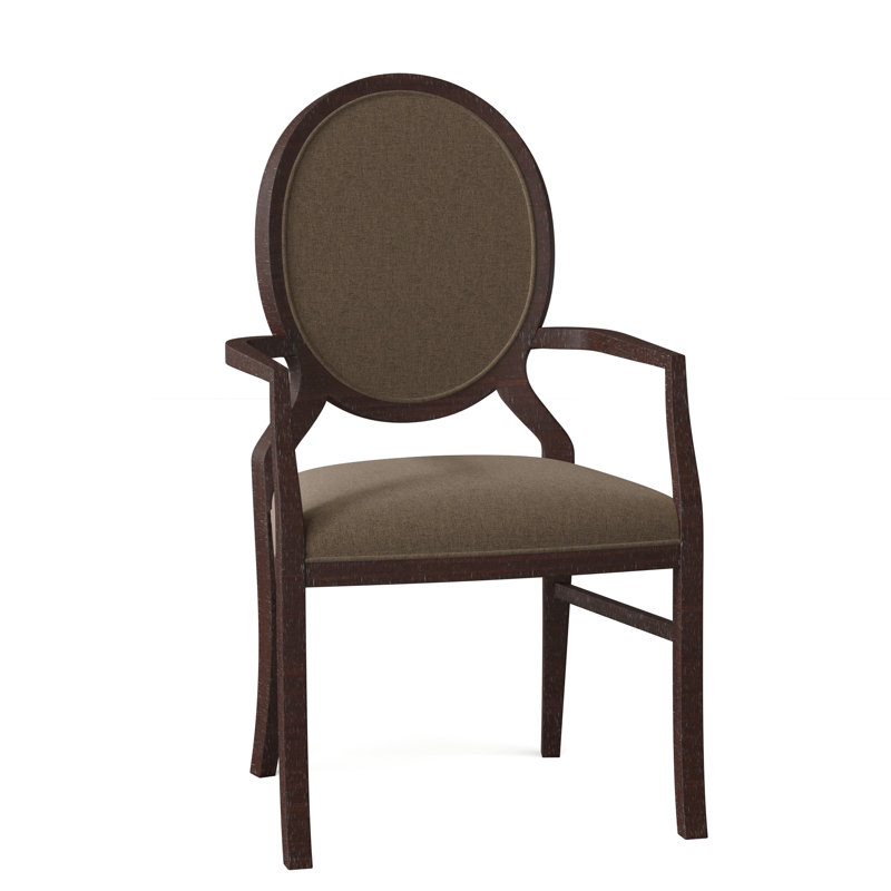 Martine Upholstered King Louis Back Arm Chair, Sand (9508 05), Espresso
