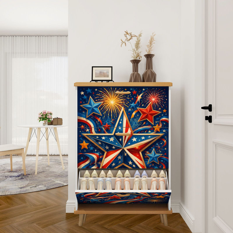 Armoire de rangement pour chaussures avec 3 tiroirs rabattables pour organisateur de rangement pour chaussures Patriotic