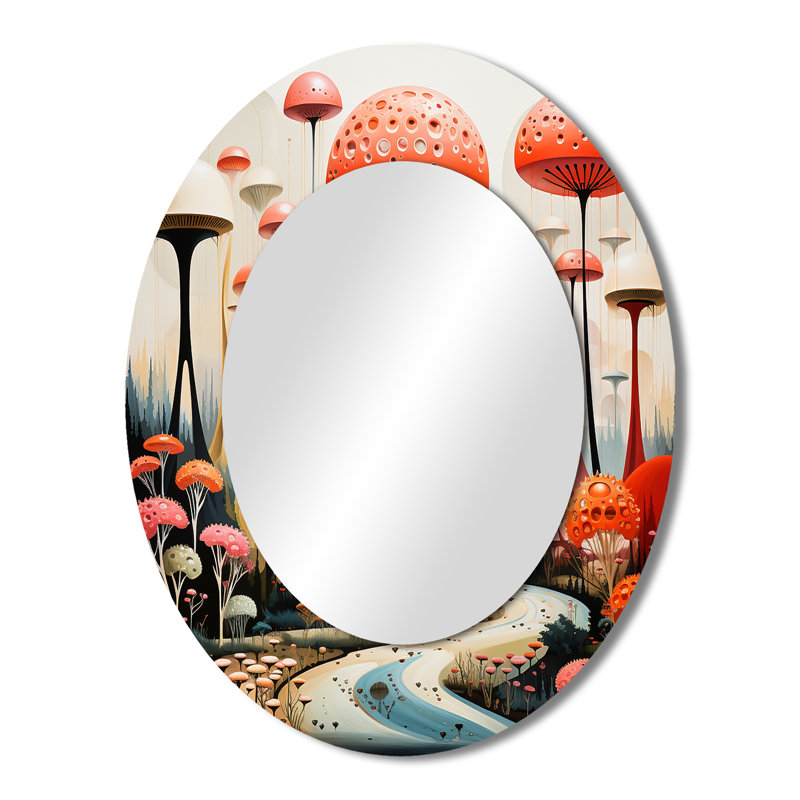 Coloré Mid-Century Mid-Century Mushroom Dreams II - Miroir mural multicolore, 43 po x 33 po