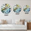 Horloge murale moderne jaune et vert à motif abstrait II-593404308