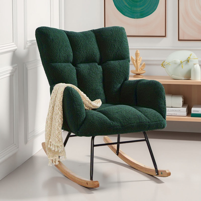 Chaise berçante rembourrée Teddy, Vert