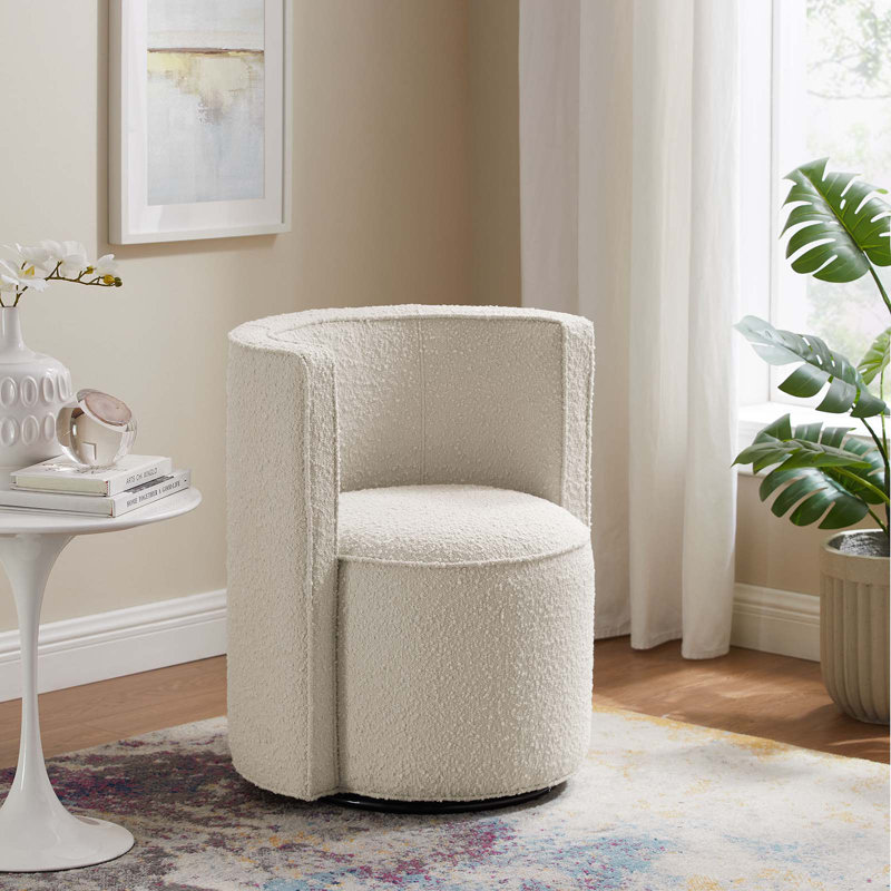 Fauteuil pivotant en tissu Della Boucle