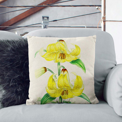 Illustration of Yellow Lilies Cushion with Filling