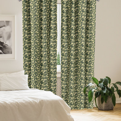 Red Barrel Studio® Camo 4-Panel Curtains, Abstract Chevron Forest, Pale Green Dark Green