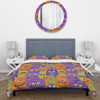 Ensemble de housse de couette violet et vert pour enfants